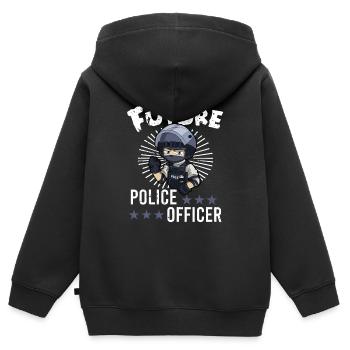 Police Cop Officer Police Office - Kinder Premium Organic Zip Hoodie - Schwarz - Hinten - AI Model Kid Male (0cm)