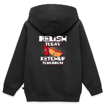 Ich Lege Ketchup Auf Meinen Ketchup - Kinder Premium Organic Zip Hoodie - Schwarz - Hinten - AI Model Kid Male (0cm)