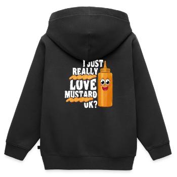 Liebes-senf-geschenk - Kinder Premium Organic Zip Hoodie - Schwarz - Hinten - AI Model Kid Male (0cm)