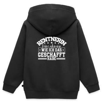 Rentnerin - Kinder Premium Organic Zip Hoodie - Schwarz - Hinten - AI Model Kid Male (0cm)