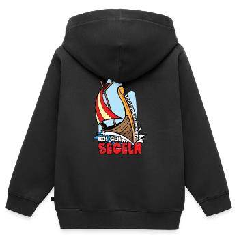 Das Altersheim kann warten ich geh segeln - Kinder Premium Organic Zip Hoodie - Schwarz - Hinten - AI Model Kid Male (0cm)