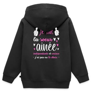 je suis la sœur aînée indépendante et coriace - Sweat Premium à capuche zippé enfant bio - noir - Dos - AI Model Kid Male (0cm)