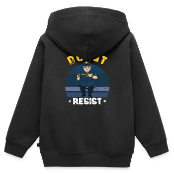 Police Cop Officer Police Office - Kinder Premium Organic Zip Hoodie - Schwarz - Hinten - AI Model Kid Male (0cm)