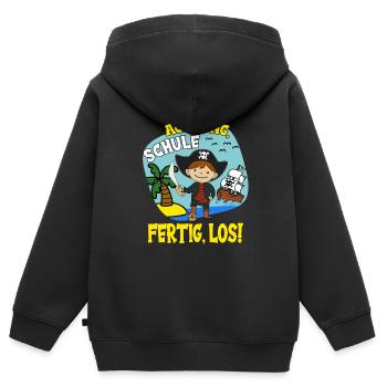 Schulkind Schulanfang Pirat Einschulung Junge - Kinder Premium Organic Zip Hoodie - Schwarz - Hinten - AI Model Kid Male (0cm)