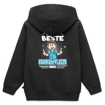 So sieht der beste Krankenpfleger aus - Kinder Premium Organic Zip Hoodie - Schwarz - Hinten - AI Model Kid Male (0cm)