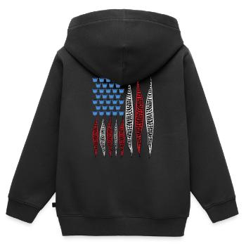 Sanseviera USA Bow Hemp Plant 4 juillet - Sweat Premium à capuche zippé enfant bio - noir - Dos - AI Model Kid Male (0cm)