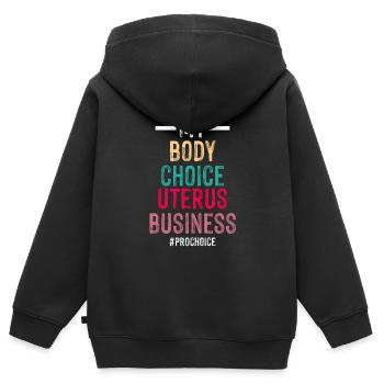 My Body Choice Uterus Store - Kids Premium Organic Zip-up Hoodie - black - Back - AI Model Kid Male (0cm)