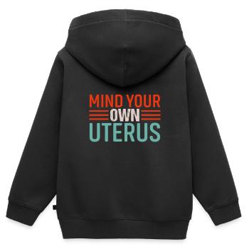 Kümmere Dich Um Deine Eigene Gebärmutter - Kinder Premium Organic Zip Hoodie - Schwarz - Hinten - AI Model Kid Male (0cm)