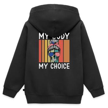 Mon corps, mon choix - Sweat Premium à capuche zippé enfant bio - noir - Dos - AI Model Kid Male (0cm)