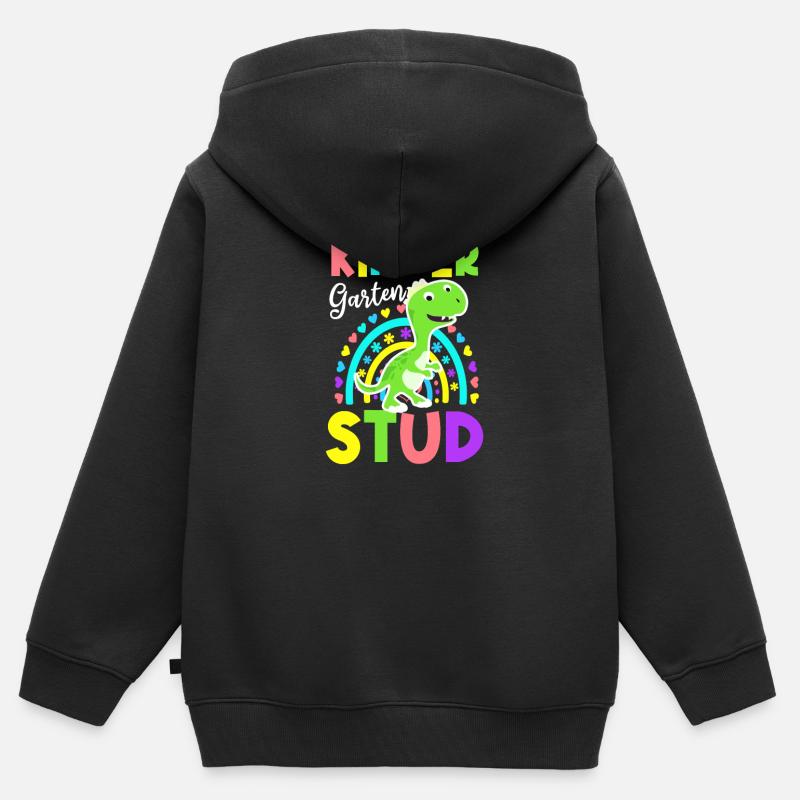 Premier jour d’école Kindergarten Stud - Sweat Premium à capuche zippé enfant bio - noir