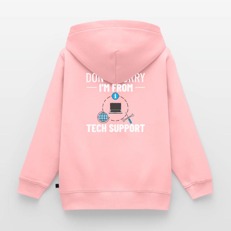 Tech Support IT Technical Assistance Helpdesk Kids Premium Organic Zip-up Hoodie