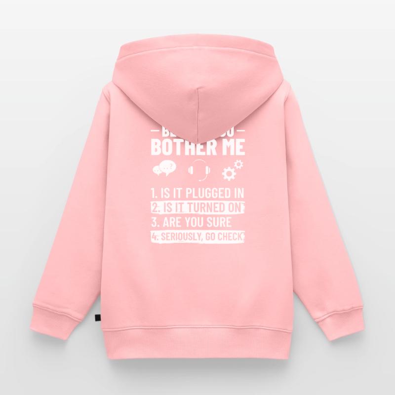 Tech Support IT Technical Assistance Helpdesk Kids Premium Organic Zip-up Hoodie
