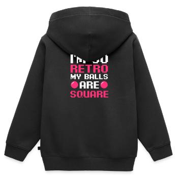 EDM Rave Techno So Retro Meine Bälle sind quadratisch - Kinder Premium Organic Zip Hoodie - Schwarz - Hinten - AI Model Kid Male (0cm)