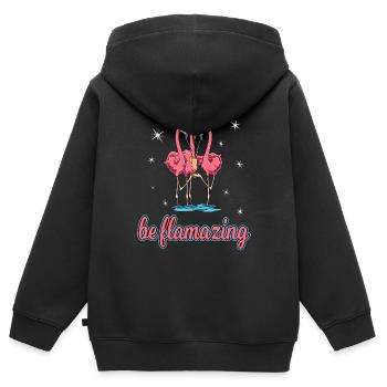Be Flamazing - Kinder Premium Organic Zip Hoodie - Schwarz - Hinten - AI Model Kid Male (0cm)