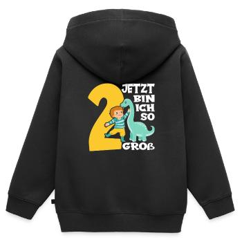 Dino Junge 2. Geburtstag Jetzt bin ich so groß - Kinder Premium Organic Zip Hoodie - Schwarz - Hinten - AI Model Kid Male (0cm)