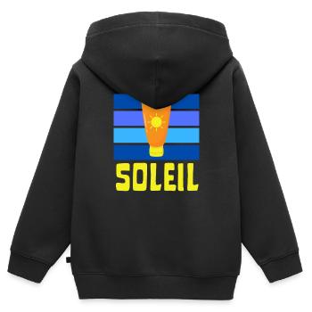 soleil crème solaire été bronzé - Sweat Premium à capuche zippé enfant bio - noir - Dos - AI Model Kid Male (0cm)