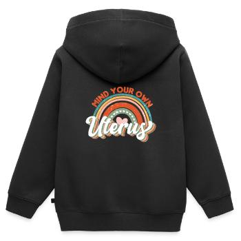Pensez à votre propre utérus - Sweat Premium à capuche zippé enfant bio - noir - Dos - AI Model Kid Male (0cm)
