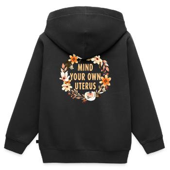 Denken Sie Um Ihren Eigenen Gebärmutter - Kinder Premium Organic Zip Hoodie - Schwarz - Hinten - AI Model Kid Male (0cm)
