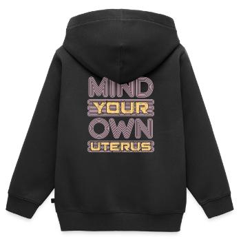 Pensez à votre propre utérus - Sweat Premium à capuche zippé enfant bio - noir - Dos - AI Model Kid Male (0cm)