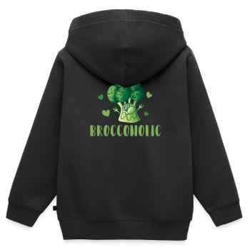 Broccoholic gesunde Ernährung pflanzliches Essen - Kinder Premium Organic Zip Hoodie - Schwarz - Hinten - AI Model Kid Male (0cm)