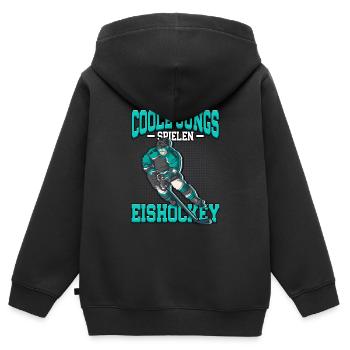Coole Jungs spielen Eishockey - Kinder Premium Organic Zip Hoodie - Schwarz - Hinten - AI Model Kid Male (0cm)