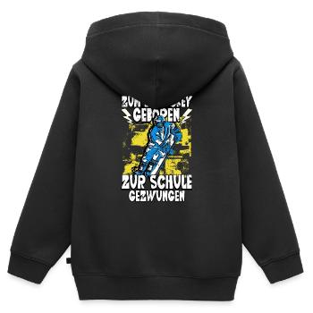 Zum Eishockey geboren Eishockey - Kinder Premium Organic Zip Hoodie - Schwarz - Hinten - AI Model Kid Male (0cm)