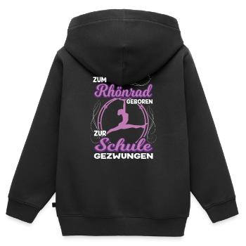 Zum Rhönrad geboren zur Schule gezwungen Akrobatin - Kinder Premium Organic Zip Hoodie - Schwarz - Hinten - AI Model Kid Male (0cm)