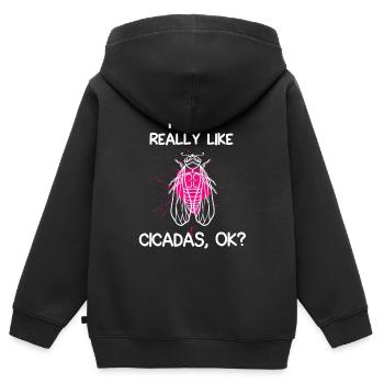I Just Really Like Cicadas - Kids Premium Organic Zip-up Hoodie - black - Back - AI Model Kid Male (0cm)
