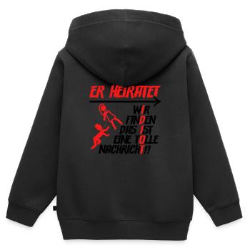 Er heiratet Idiot Junggesellenabschied Männer - Kinder Premium Organic Zip Hoodie - Schwarz - Hinten - AI Model Kid Male (0cm)
