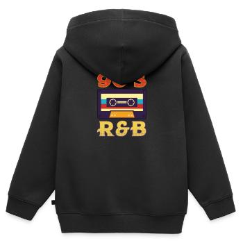 J’adore la cassette R&B vintage des années 90 - Sweat Premium à capuche zippé enfant bio - noir - Dos - AI Model Kid Male (0cm)