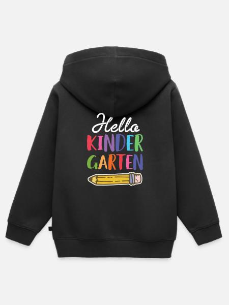 Hello Kindergarten Gift - Kids Premium Organic Zip-up Hoodie - black