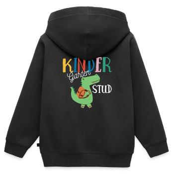 Children's Garden Stud Dinosaur Dino Shirt Gift - Kids Premium Organic Zip-up Hoodie - black - Back - AI Model Kid Male (0cm)