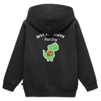 Passez un premier jour rugissant - Chemise d’inscription - Sweat Premium à capuche zippé enfant bio - noir - Dos - AI Model Kid Male (0cm)