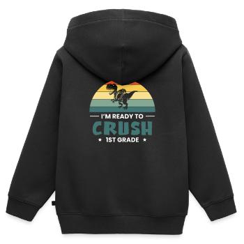 Je suis prêt à écraser le cadeau de chemise de 1ère année - Sweat Premium à capuche zippé enfant bio - noir - Dos - AI Model Kid Male (0cm)