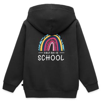 Premier jour d’école - Cadeau de chemise d’inscription - Sweat Premium à capuche zippé enfant bio - noir - Dos - AI Model Kid Male (0cm)