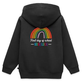 First Day Of School Good Luck Shirt Geschenk - Kinder Premium Organic Zip Hoodie - Schwarz - Hinten - AI Model Kid Male (0cm)