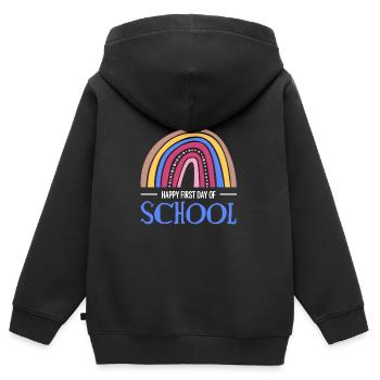 Chemise Happy First Day Of School Enrollment - Sweat Premium à capuche zippé enfant bio - noir - Dos - AI Model Kid Male (0cm)