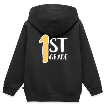 1ère année - Chemise d’inscription de première classe - Sweat Premium à capuche zippé enfant bio - noir - Dos - AI Model Kid Male (0cm)