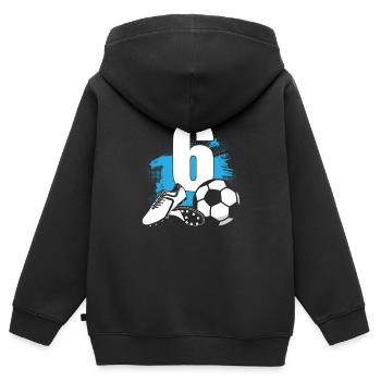 Fußball 6 Jahre alter Fußballer 6.Geburtstag - Kinder Premium Organic Zip Hoodie - Schwarz - Hinten - AI Model Kid Male (0cm)