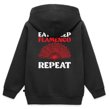 Flamenco - Kinder Premium Organic Zip Hoodie - Schwarz - Hinten - AI Model Kid Male (0cm)