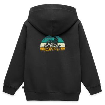 Quad Retro ATV Vintage Offroad - Sweat Premium à capuche zippé enfant bio - noir - Dos - AI Model Kid Male (0cm)