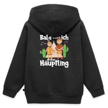 Werde großer Bruder Geschenk Großer Häuptling - Kinder Premium Organic Zip Hoodie - Schwarz - Hinten - AI Model Kid Male (0cm)