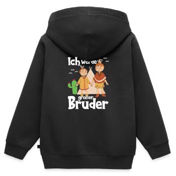 Werde großer Bruder Indianer Geschenkidee - Kinder Premium Organic Zip Hoodie - Schwarz - Hinten - AI Model Kid Male (0cm)