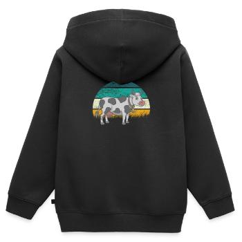 Kuh Kühe Rinder Kälber Kalb Bullen Retro Vintage - Kinder Premium Organic Zip Hoodie - Schwarz - Hinten - AI Model Kid Male (0cm)