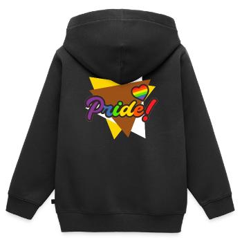 Fierté gaie - Sweat Premium à capuche zippé enfant bio - noir - Dos - AI Model Kid Male (0cm)