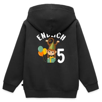 5. Geburtstag 5 Jahre Affen Motiv Jungen Geschenk - Kinder Premium Organic Zip Hoodie - Schwarz - Hinten - AI Model Kid Male (0cm)