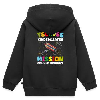 Tschüss Kindergarten Mission Schule Beginnt - Kinder Premium Organic Zip Hoodie - Schwarz - Hinten - AI Model Kid Male (0cm)