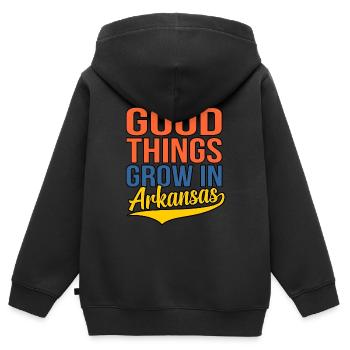 Wachsen Sie In Arkansas geschenk - Kinder Premium Organic Zip Hoodie - Schwarz - Hinten - AI Model Kid Male (0cm)