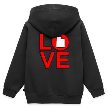 Liebe Utah Geschenk - Kinder Premium Organic Zip Hoodie - Schwarz - Hinten - AI Model Kid Male (0cm)