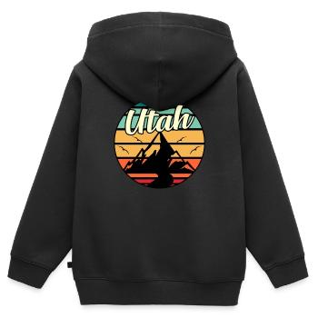Utah abenteuer geschenk - Kinder Premium Organic Zip Hoodie - Schwarz - Hinten - AI Model Kid Male (0cm)